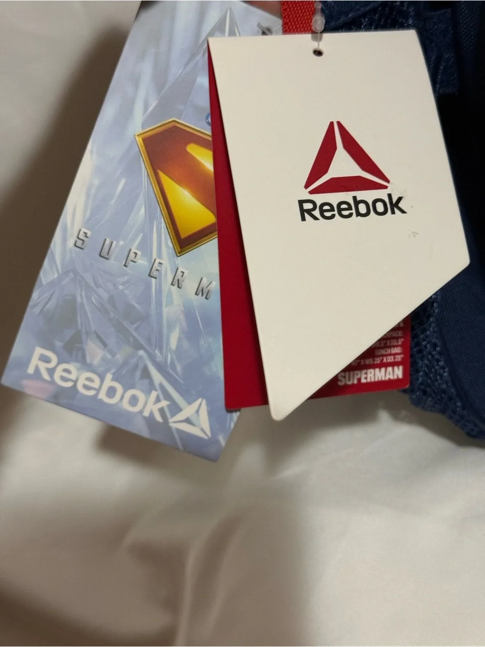 Reebok Superman Kids Backpack Graphic Print Pockets Adjustable Strap W/ Lunchbox